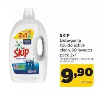 Alimerka Skip detergente líquido active clean 50 lavados pack 2 oferta