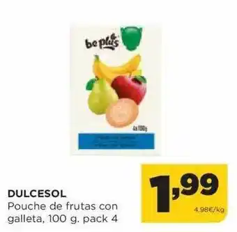 Alimerka Dulcesol pouche de frutas con galletas pack 4 oferta
