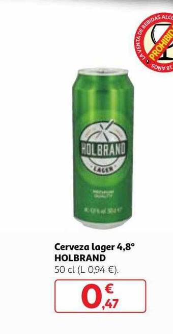 Alcampo Cerveza lager 4.8° holbrand oferta