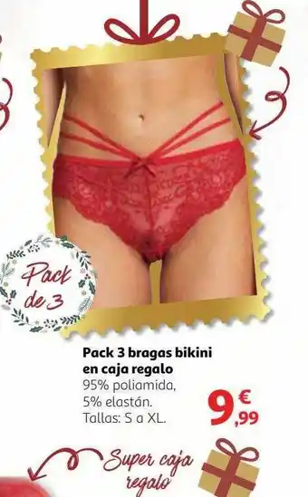 Alcampo Pack 3 bragahs bikini en caja regalo oferta