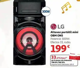 Alcampo Lg altavoz portátil mini obm on5 oferta