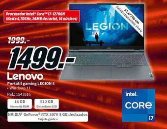 MediaMarkt Lenovo portátil gaming legion 5 oferta