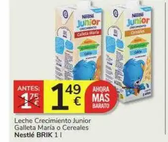 Consum Leche crecimiento junior galleta maría o cereales nestlé brik oferta