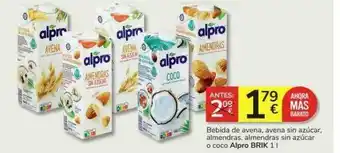 Consum Bebida de avena, avene sin azúcar almendras, almendras sin azúcar o coco alpro oferta