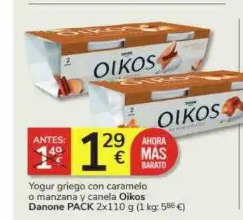 Consum Yogur griego con caramelo o manzana y canela oikos danone oferta