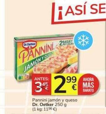 Consum Pannini jamón y queso dr. oetker oferta