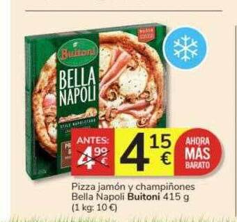 Consum Pizza jamón y champiñones bella napoli buitoni oferta
