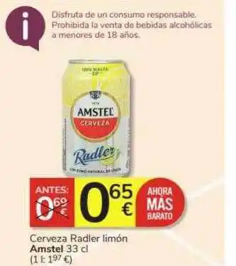 Consum Cerveza radler limón amstel oferta