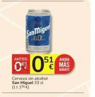 Consum Cerveza sin alcohol san miguel oferta