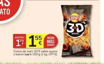 Consum Conos de maíz 3d's sabor queso y bacon lay's oferta