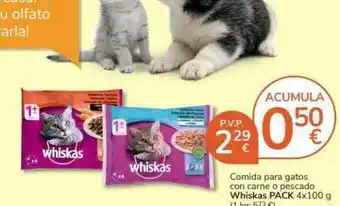 Consum Comida para gatos con carne o pescado whiskas pack oferta