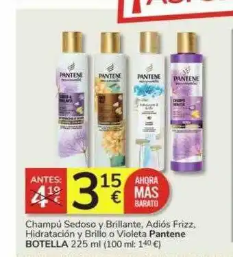 Consum Champú bedoso y brillante adiós frizz hidratación y brillo o violeta pantene oferta