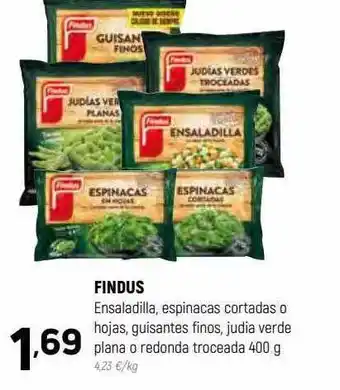 Coviran Findus ensaladilla espinacas cortadas o hojas guisantes finos judia verde plana o redonda troceada oferta