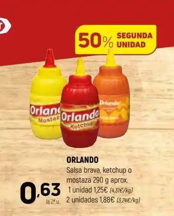 Coviran 50% segunda unidad orlando salsa brava ketchup o mostaza oferta