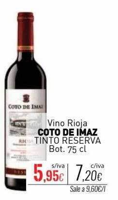Cuevas Cash Vino rioja coto de imaz tinto reserva oferta