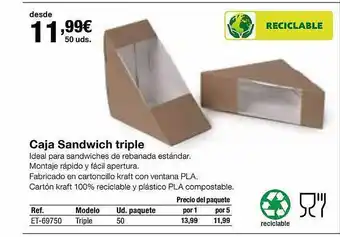 Staples Kalamazoo Caja sandwich triple oferta