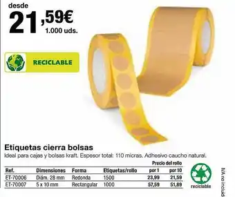Staples Kalamazoo Etiquetas cierra bolsas oferta