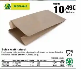 Staples Kalamazoo Bolsa kraft natural oferta
