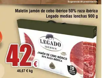 FROIZ Maletin Jamon DeCebo Iberico 50% Raza Iberica Legado Medias Lonchas 900 g oferta