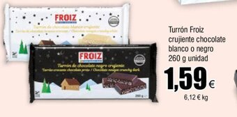 FROIZ Turron Froiz Crujiente Chocolate Blanco o Negro 260 G Unidad oferta