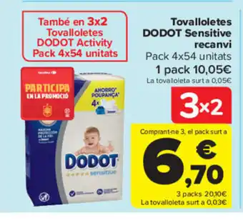 Carrefour Tovalloletes Dodot Sensitive recanvi oferta