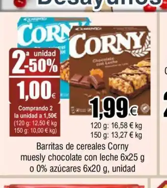 FROIZ Barritas De Cereales Corny Muesly Chocolate Con Leche 6x25 g oferta