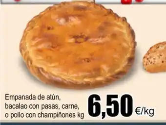 FROIZ Empanada De Atun Bacalao Con Pasas , Carne, O Pollo Con Champinones Kg oferta