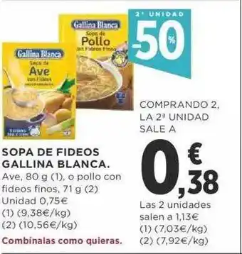 Supercor 2a unidad -50% sopa de fideos gallina blanca oferta