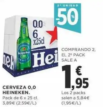 Supercor 2a unidad -50% cerveza 0.0 heineken oferta