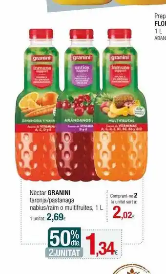 Condis Nèctar granini taroja pastanaga nabius raim o multifruites oferta