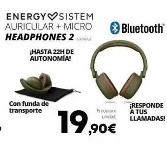 Ecomputer Energy sistem auricular + micro headphones 2 oferta