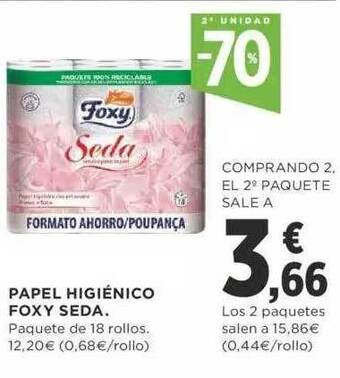 Supercor 2a unidad -70% papel higiénico foxy seda oferta