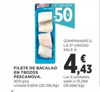 Supercor 2a unidad -50% filete de bacalao en trozos pescanova oferta