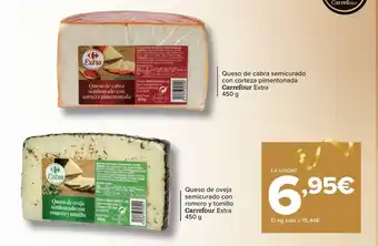 Carrefour Queso de cabra semicurado con corteza pimentonada carrefour extra, queso de oveja semicurado con romero y tomillo carrefour e oferta
