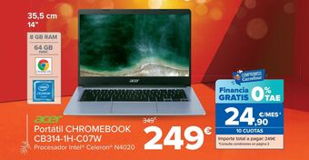 Carrefour Portátil chromebook cb314-1h-co7w acer oferta