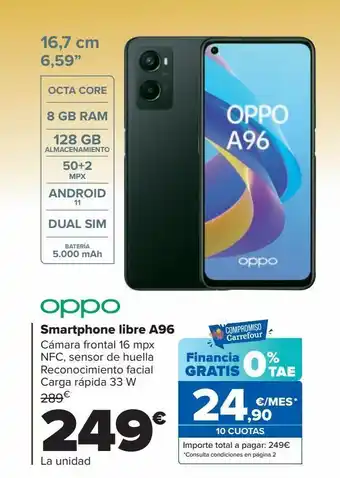 Carrefour Smartphone libre a96 oppo oferta