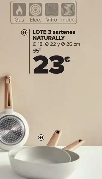Carrefour Lote 3 sartenes naturally oferta