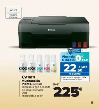 Carrefour Multifunción pixma g3520 canon oferta
