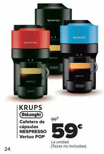 Carrefour Cafetera de cápsulas nespresso vertuo pop delonghi krups oferta