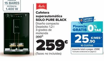 Carrefour Cafetera superautomática solo pure black melitta oferta