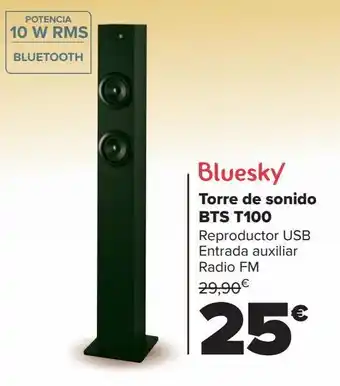 Carrefour Torre de sonido bts t100 bluesky oferta
