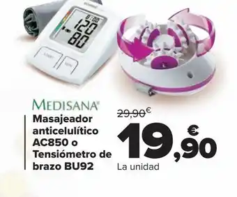 Carrefour Masajeador anticelulítico ac850 o tensiómetro de brazo bu92 medisana oferta