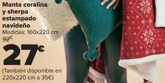 Carrefour Manta coralina y sherpa estampado navideño oferta