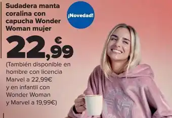 Carrefour Sudadera manta coralina con capucha wonder woman mujer oferta
