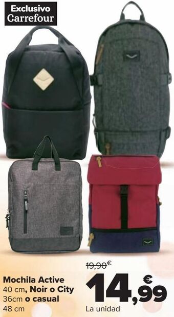 Carrefour Mochila active, noir o city o casual oferta