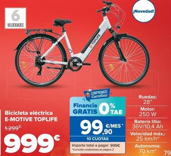 Carrefour Bicicleta eléctrica e-motive toplife oferta