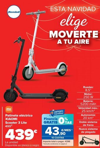 Carrefour Patinete eléctrico xiaomi scooter 3 lite oferta
