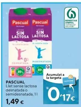 Caprabo Leche sin lactosa pascual oferta