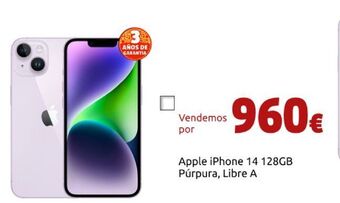 CeX Apple iphone 14 128gb púrpura, libre a oferta