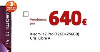 CeX Xiaomi 12 pro (12gb+256gb) gris, libre a oferta